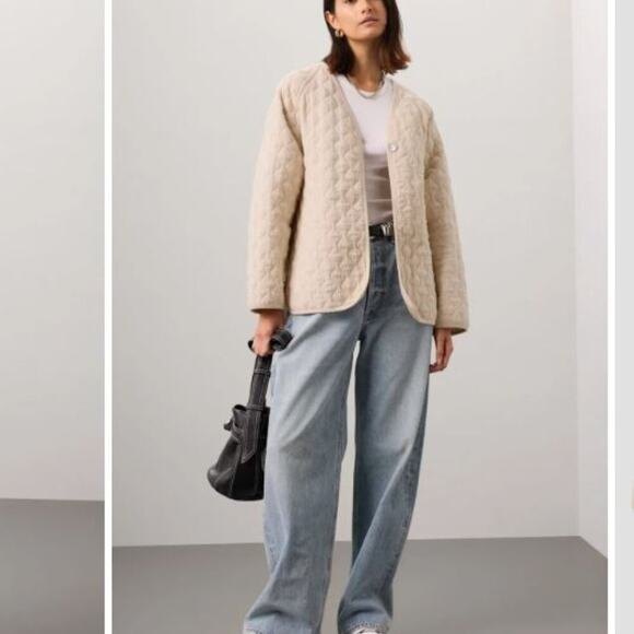 NEW DONNI. Sz L The Quilted Jacket Mushroom - Picture 1 of 13